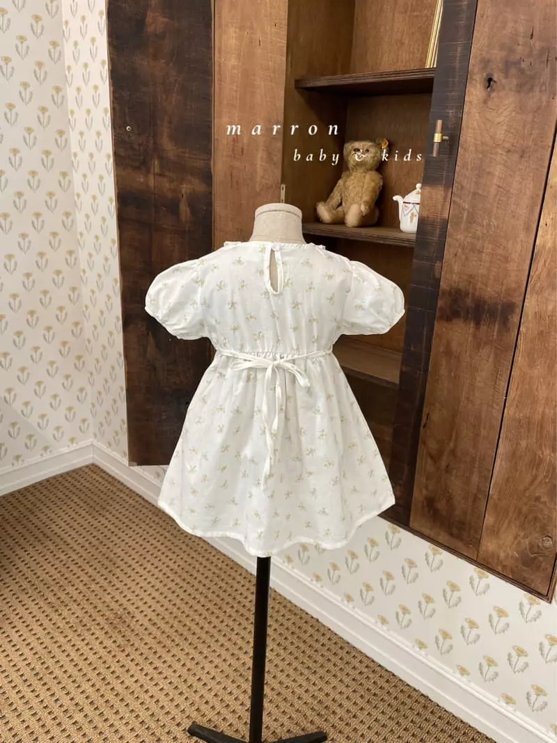 Marron Kid - Korean Children Fashion - #kidzfashiontrend - Lace Collar One-piece - 4