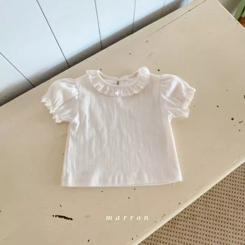 Marron Kid - Korean Children Fashion - #childrensboutique - Eyelet Frill Tee - 4