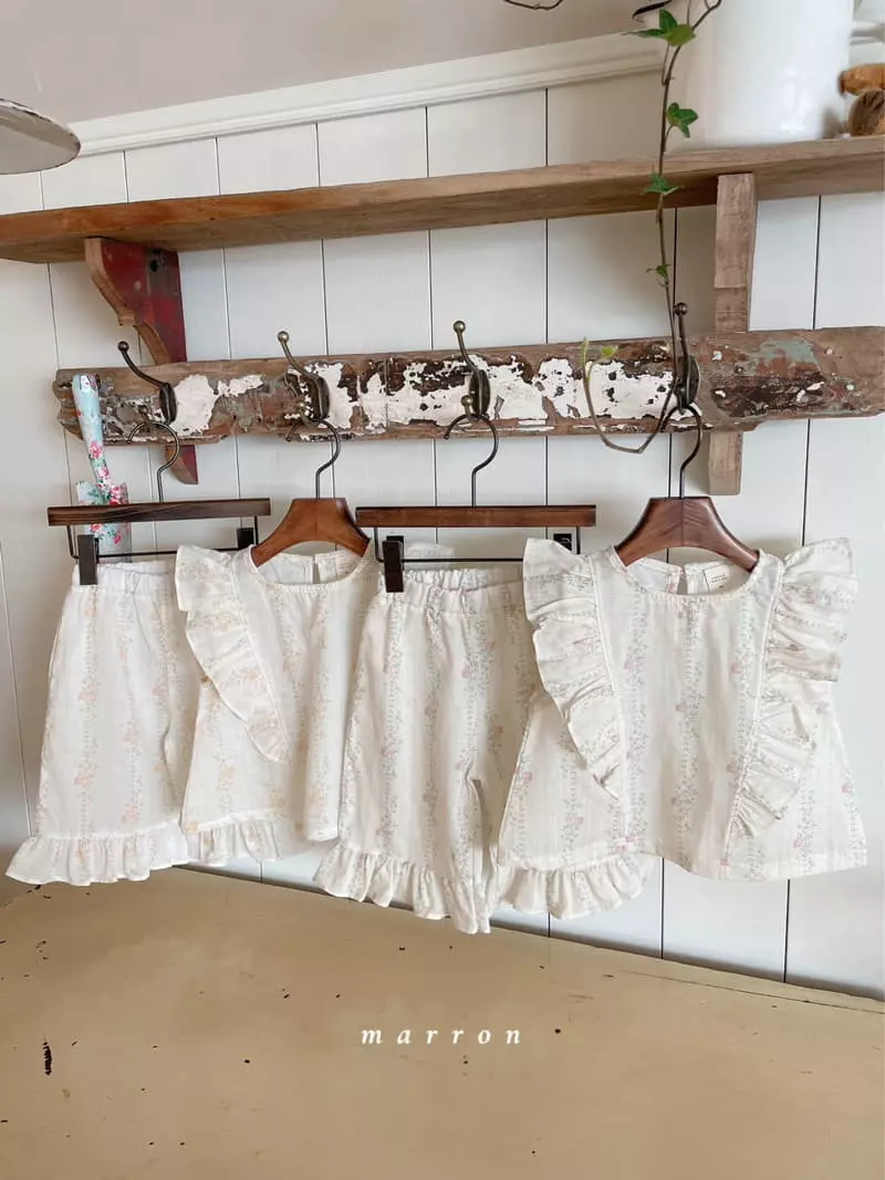 Marron Kid - Korean Children Fashion - #kidsshorts - Rose Top Bottom Set - 11