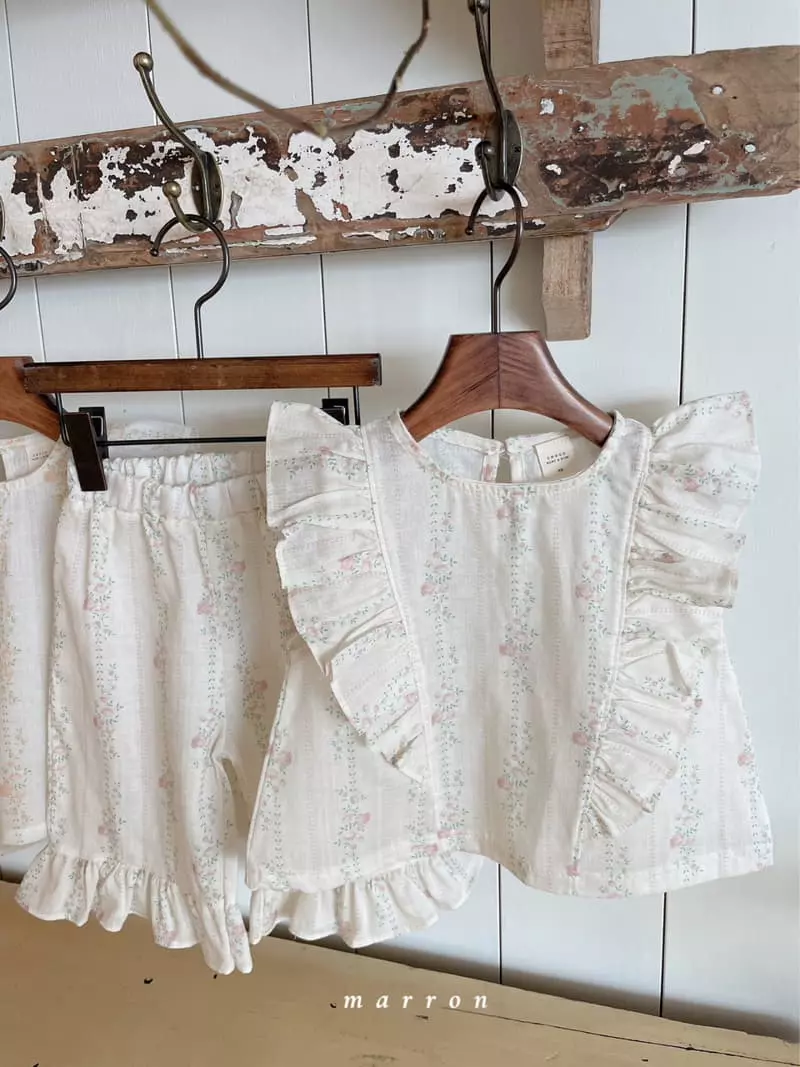 Marron Kid - Korean Children Fashion - #kidsstore - Rose Top Bottom Set - 12