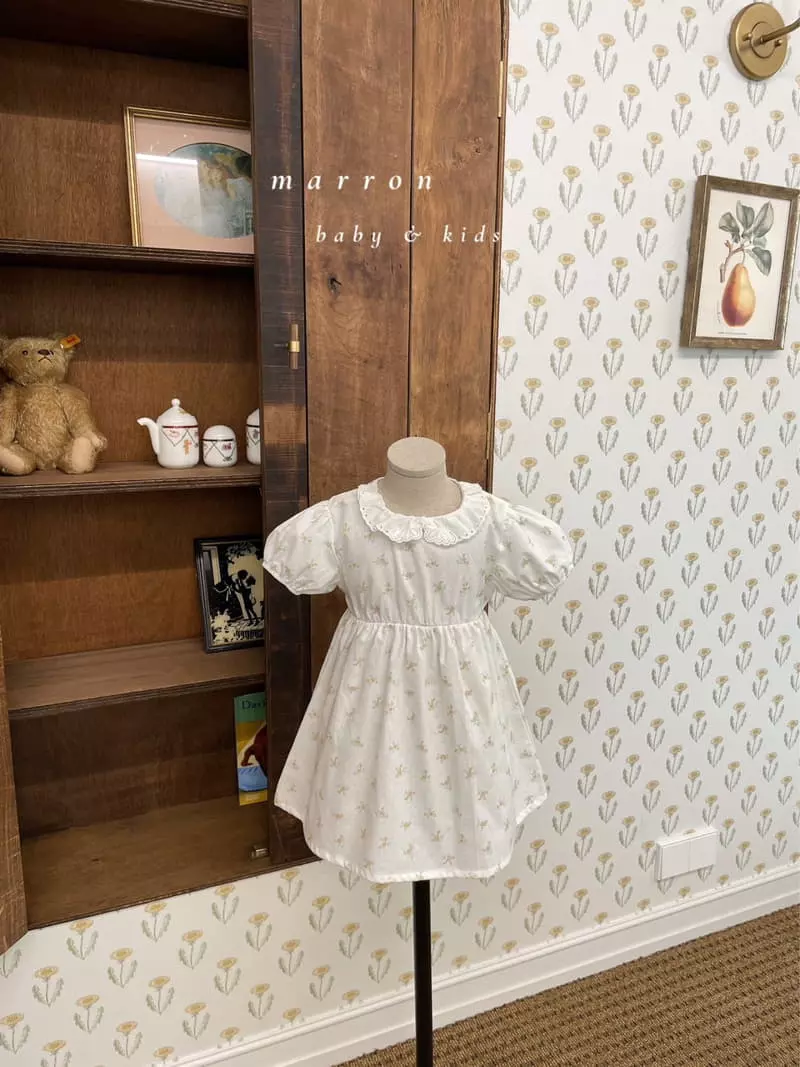 Marron Kid - Korean Children Fashion - #kidzfashiontrend - Lace Collar One-piece - 3