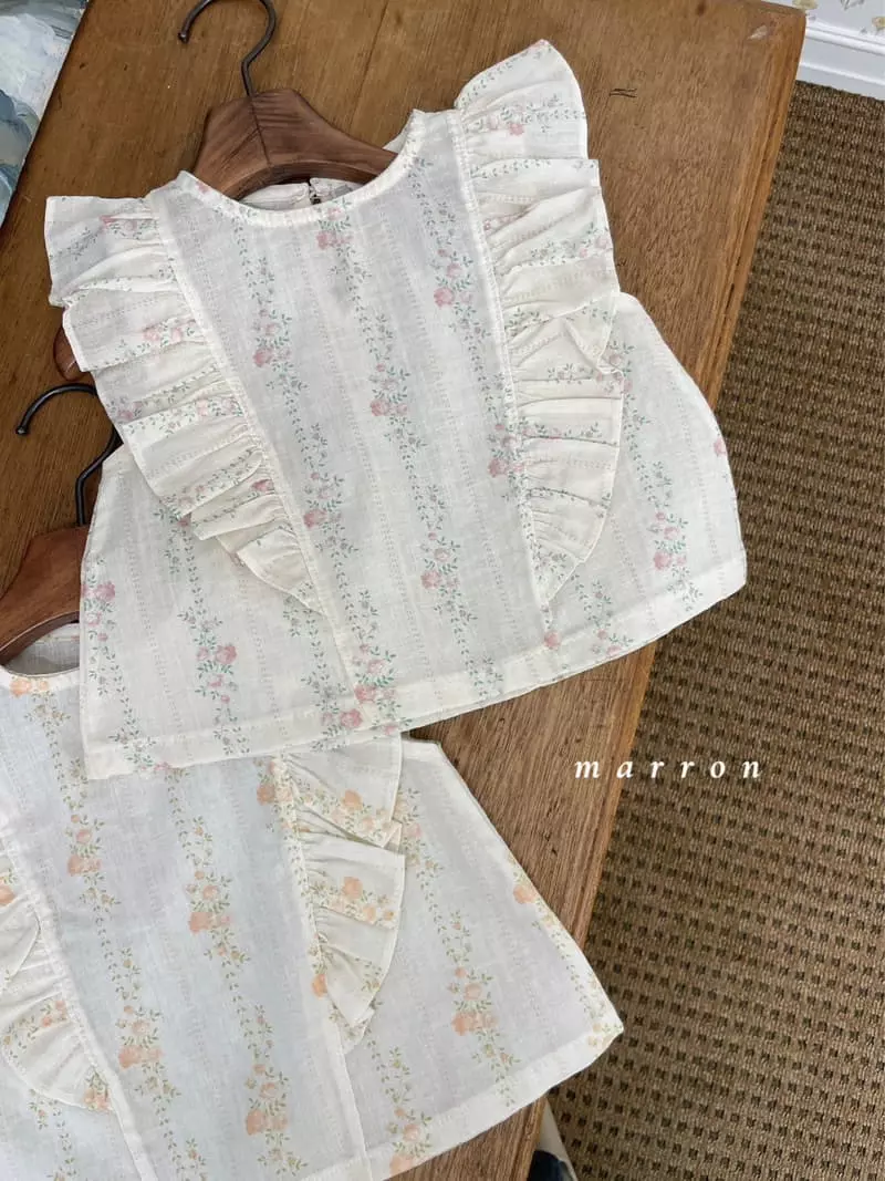 Marron Kid - Korean Children Fashion - #todddlerfashion - Rose Top Bottom Set - 3