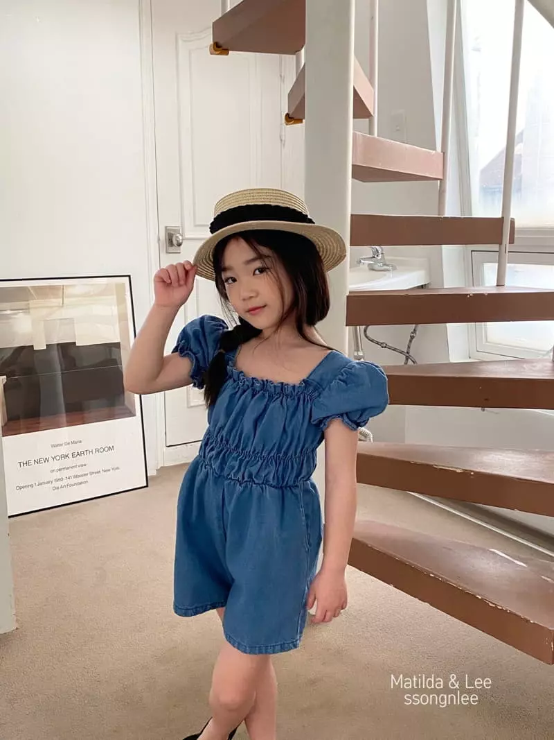 Matilda & Lee - Korean Children Fashion - #Kfashion4kids - Denim Shirring Jumpsuit - 5