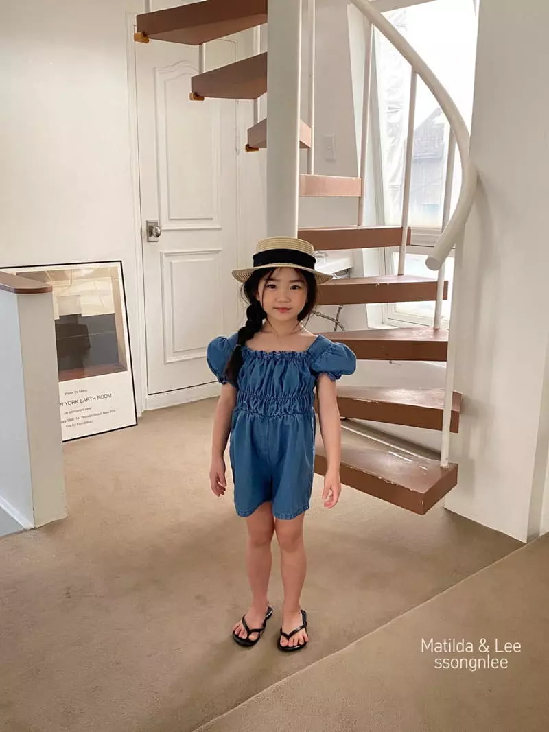 Matilda & Lee - Korean Children Fashion - #kidsshorts - Denim Shirring Jumpsuit - 2