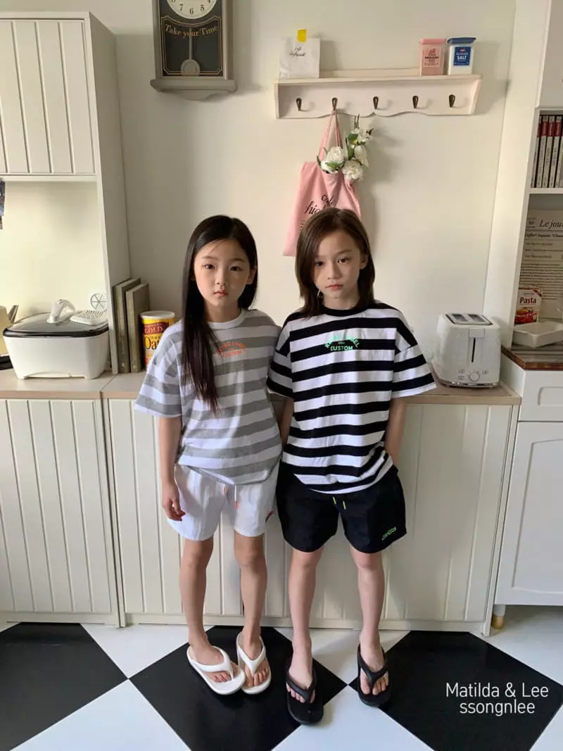 Matilda & Lee - Korean Children Fashion - #kidzfashiontrend - Retro Stripes Top Bottom Set - 2