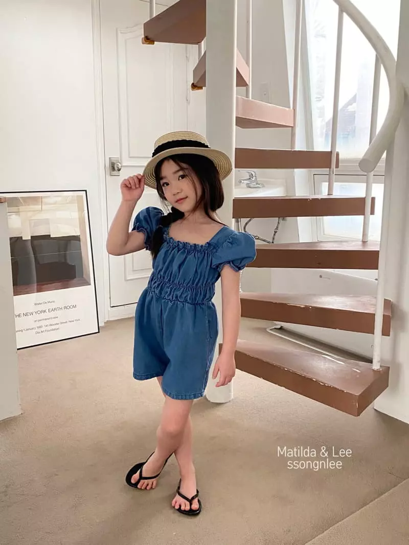Matilda & Lee - Korean Children Fashion - #littlefashionista - Denim Shirring Jumpsuit - 6