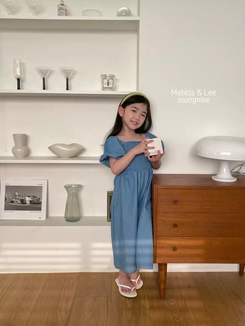 Matilda & Lee - Korean Children Fashion - #prettylittlegirls - Denim Smocked Jumpsuit - 12