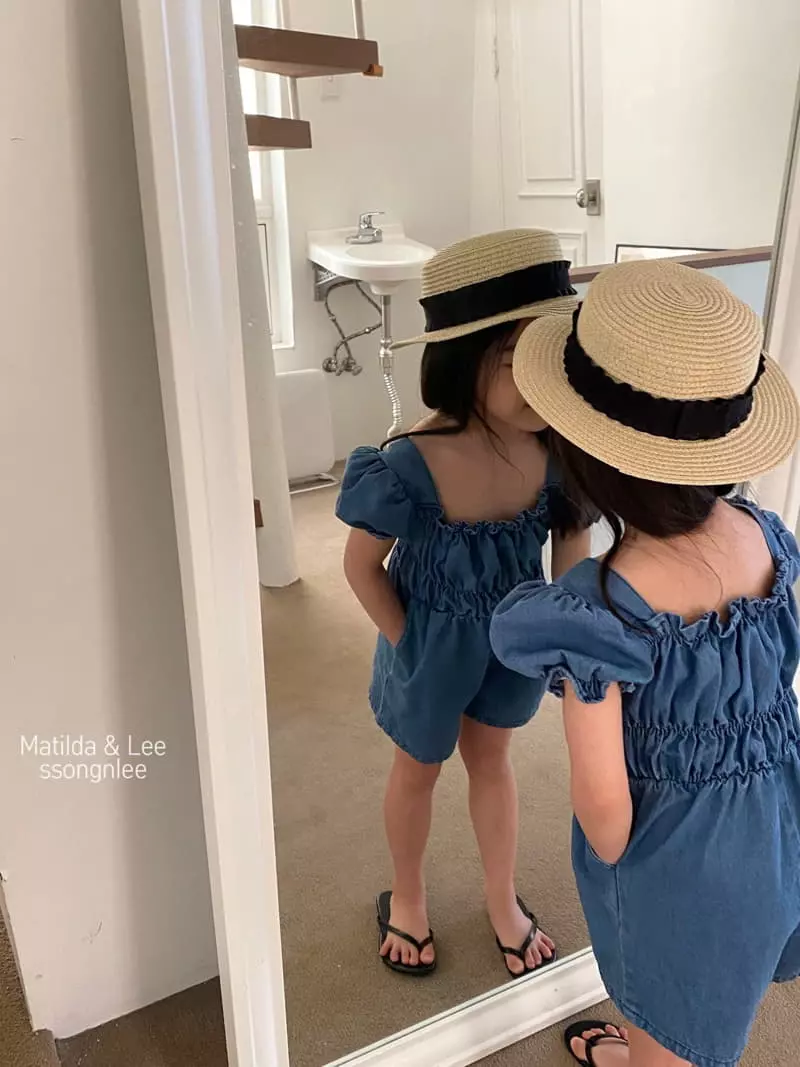 Matilda & Lee - Korean Children Fashion - #prettylittlegirls - Denim Shirring Jumpsuit - 9