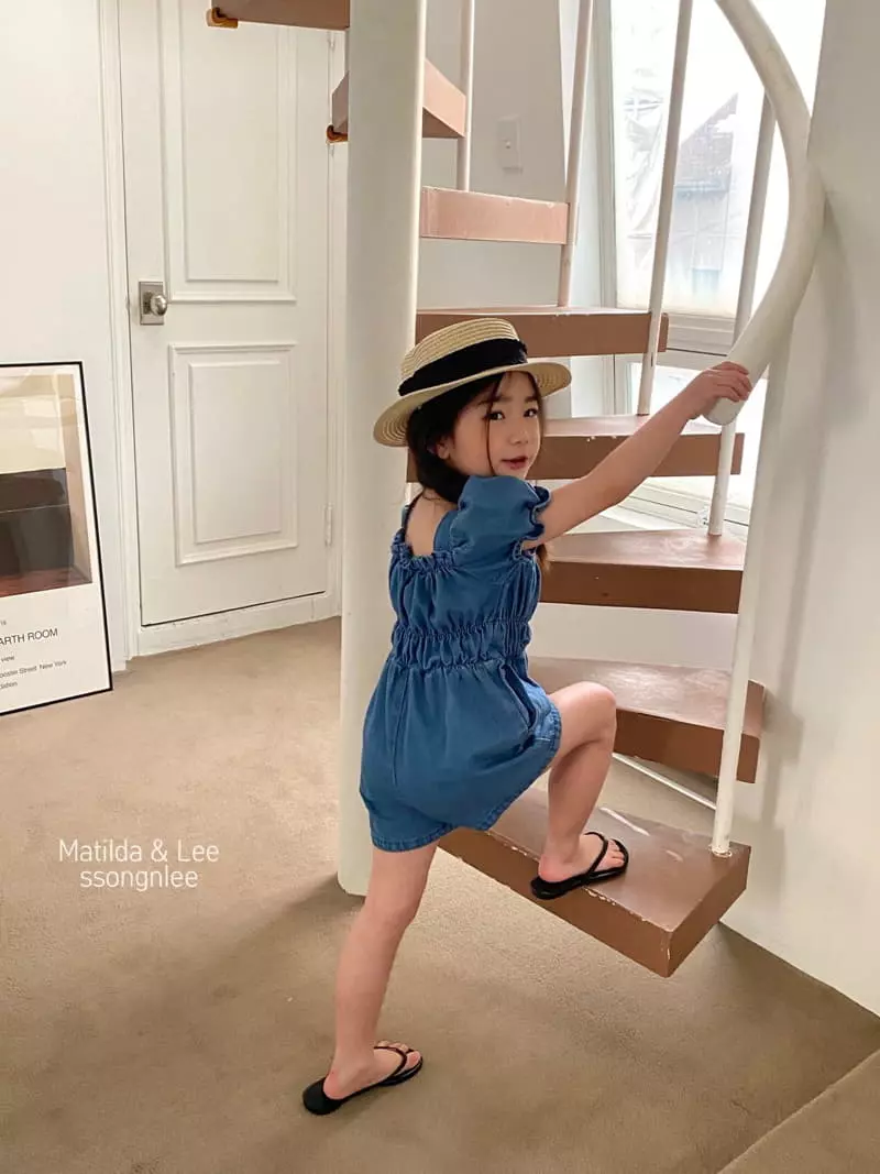 Matilda & Lee - Korean Children Fashion - #stylishchildhood - Denim Shirring Jumpsuit - 12