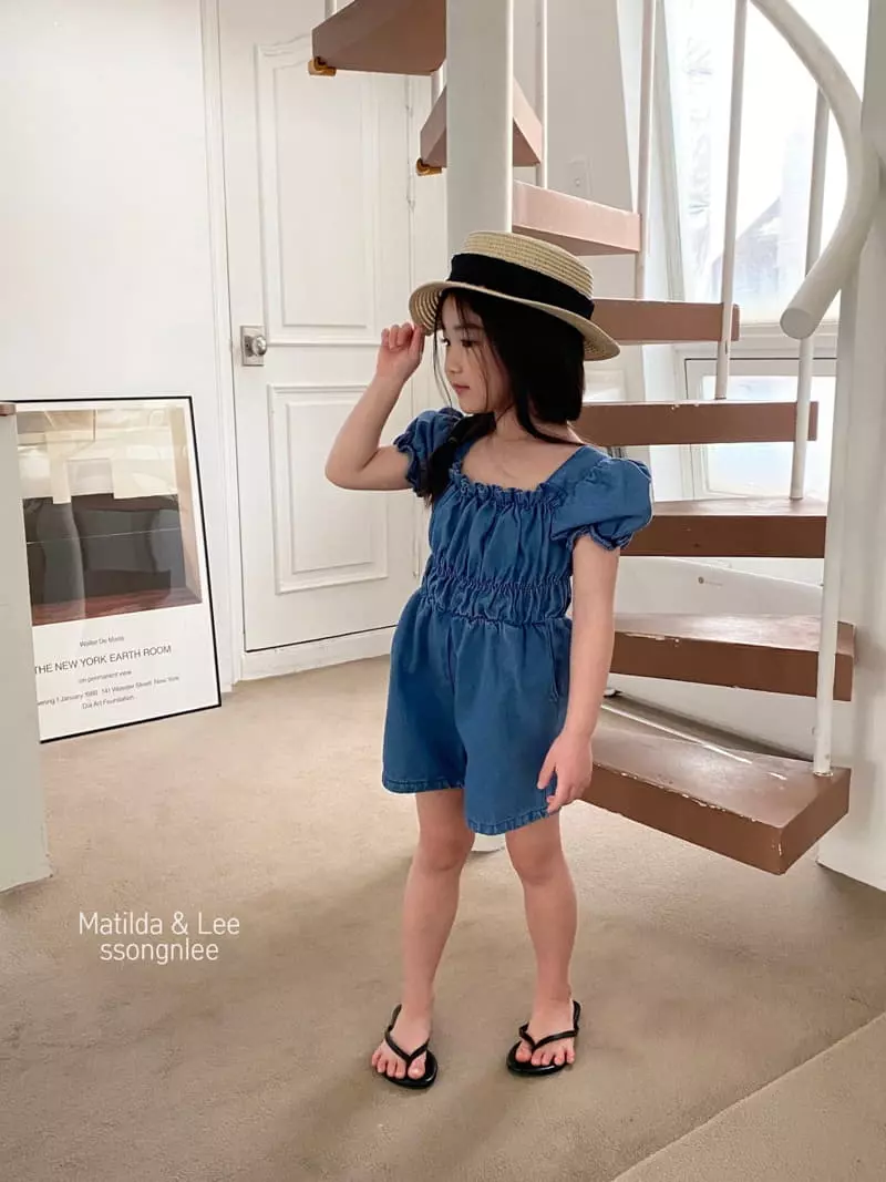 Matilda & Lee - Korean Children Fashion - #todddlerfashion - Denim Shirring Jumpsuit - 10