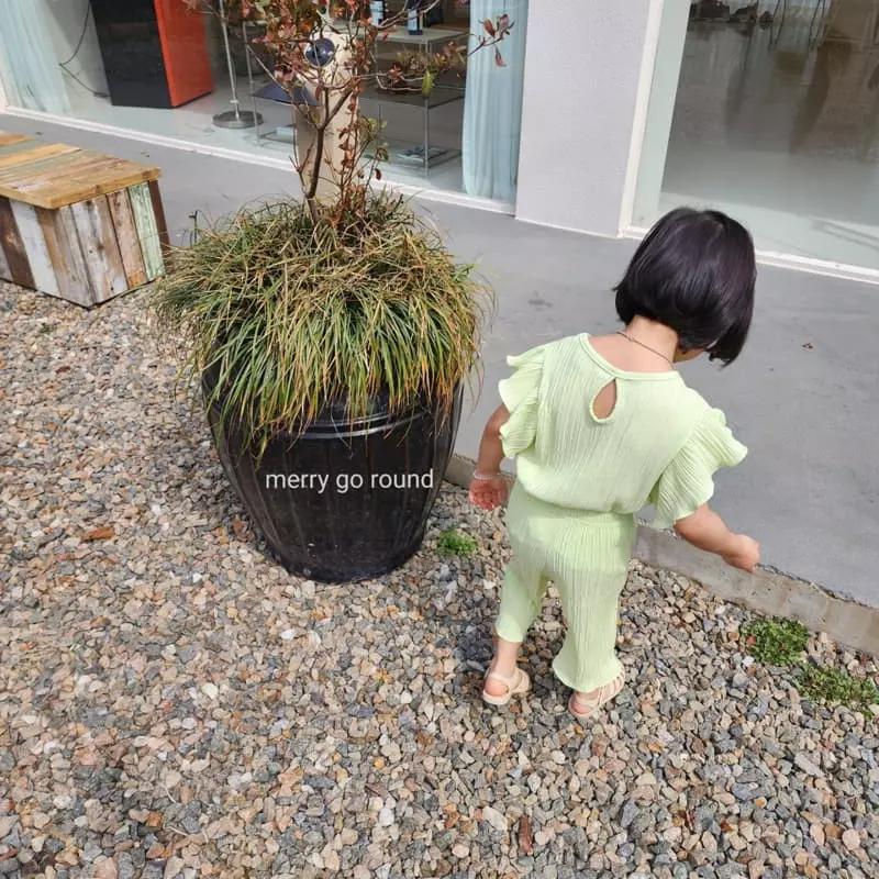 Merry Go Round - Korean Children Fashion - #kidzfashiontrend - Babby Wrinkl Top Bottom Set - 4