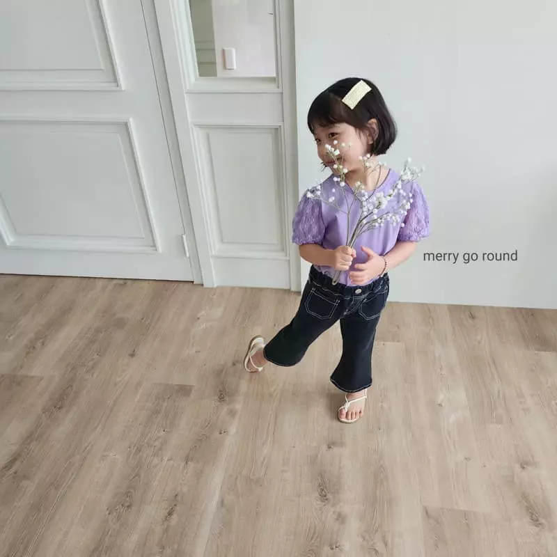 Merry Go Round - Korean Children Fashion - #fashionkids - Lace Puff Tee - 9
