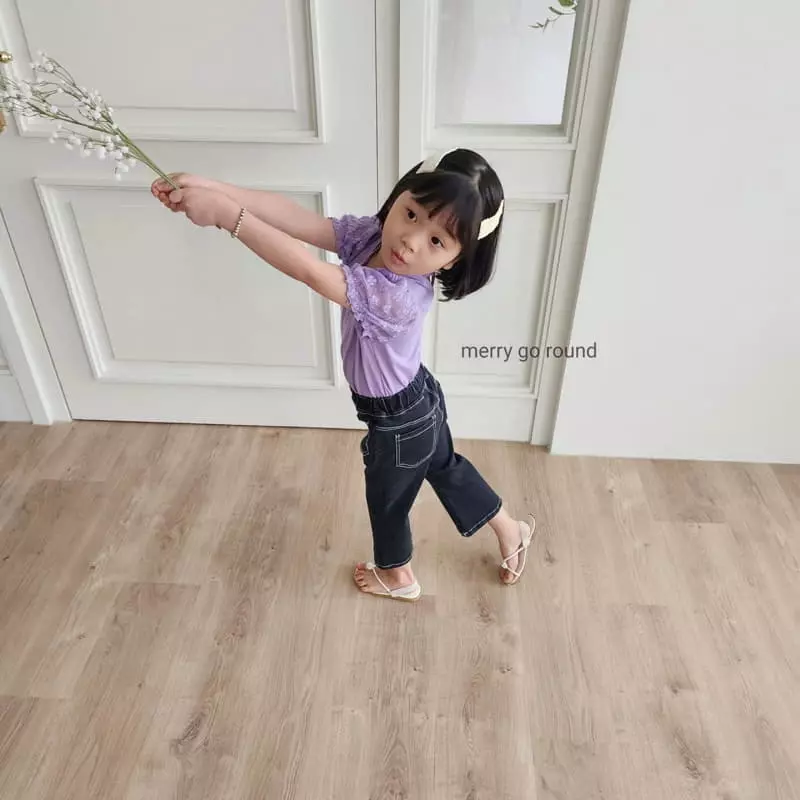 Merry Go Round - Korean Children Fashion - #kidsstore - Lace Puff Tee - 11