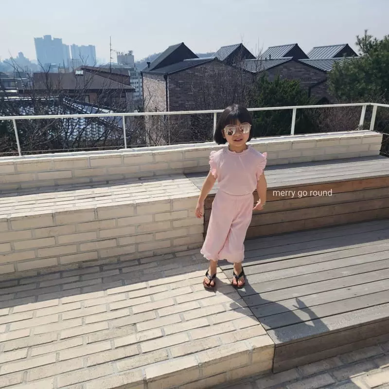 Merry Go Round - Korean Children Fashion - #magicofchildhood - Frill Wrinkle Top Bottom Set