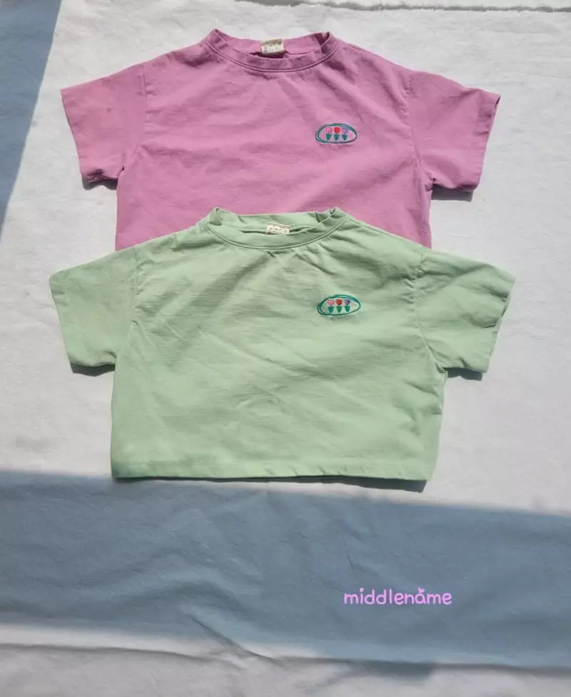 Middle Name - Korean Children Fashion - #childofig - Crop Flower Embroidery Tee - 5