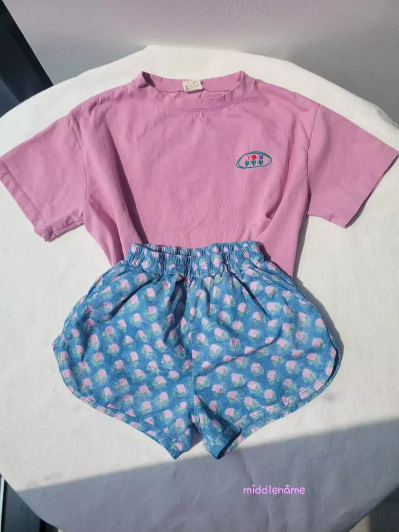 Middle Name - Korean Children Fashion - #kidsshorts - Crop Flower Embroidery Tee - 10