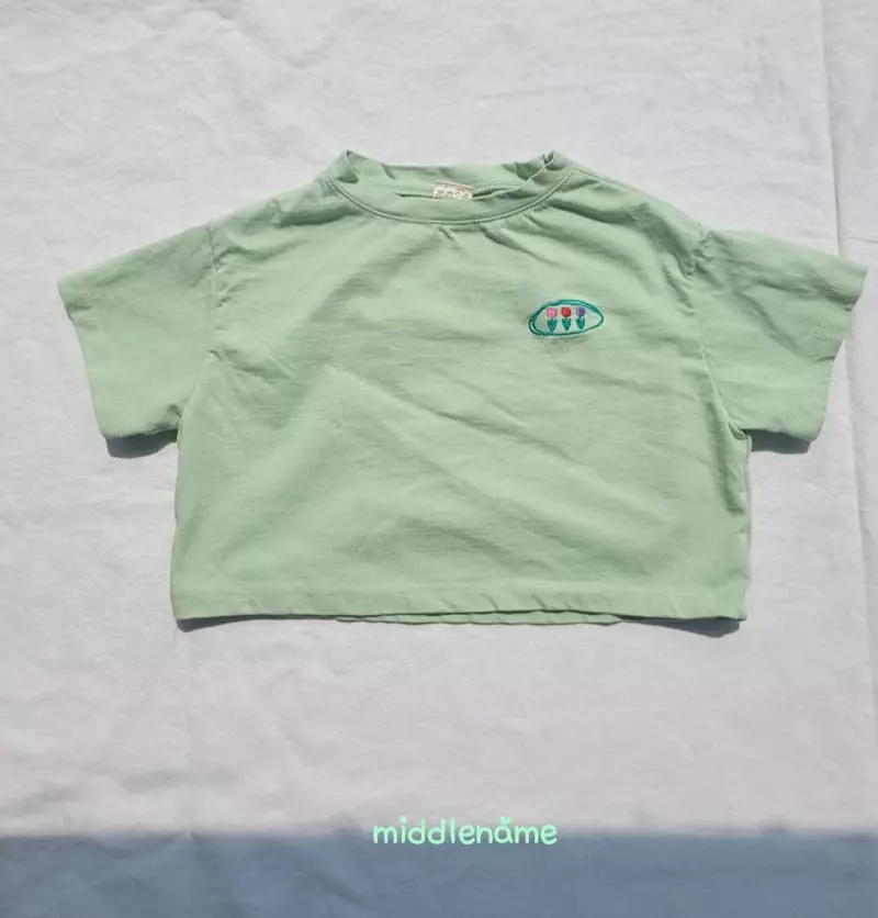Middle Name - Korean Children Fashion - #toddlerclothing - Crop Flower Embroidery Tee - 3
