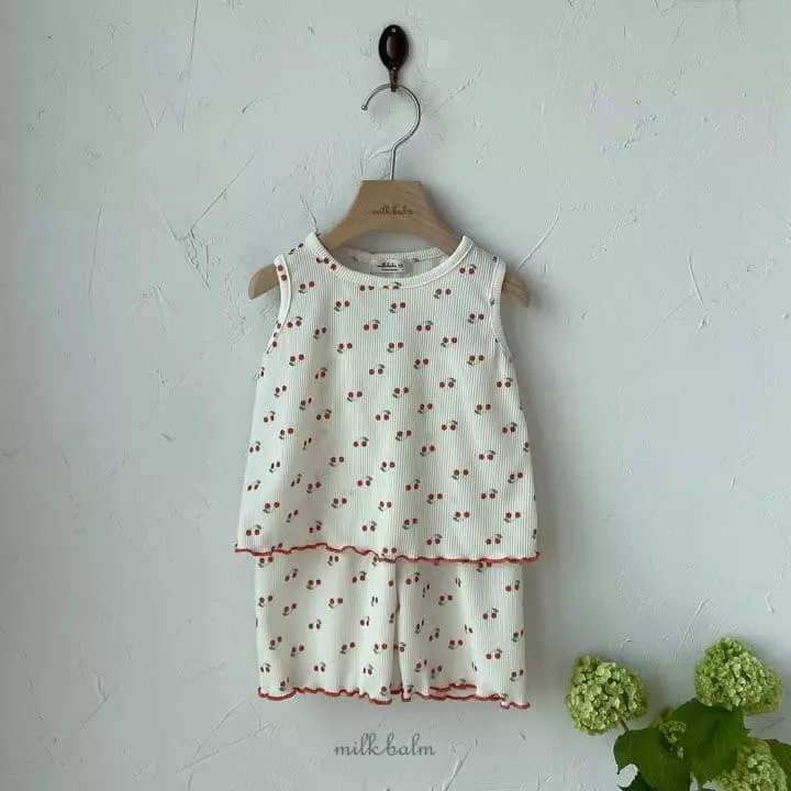 Milk Balm - Korean Children Fashion - #designkidswear - Cherry Top Bottom Set - 6