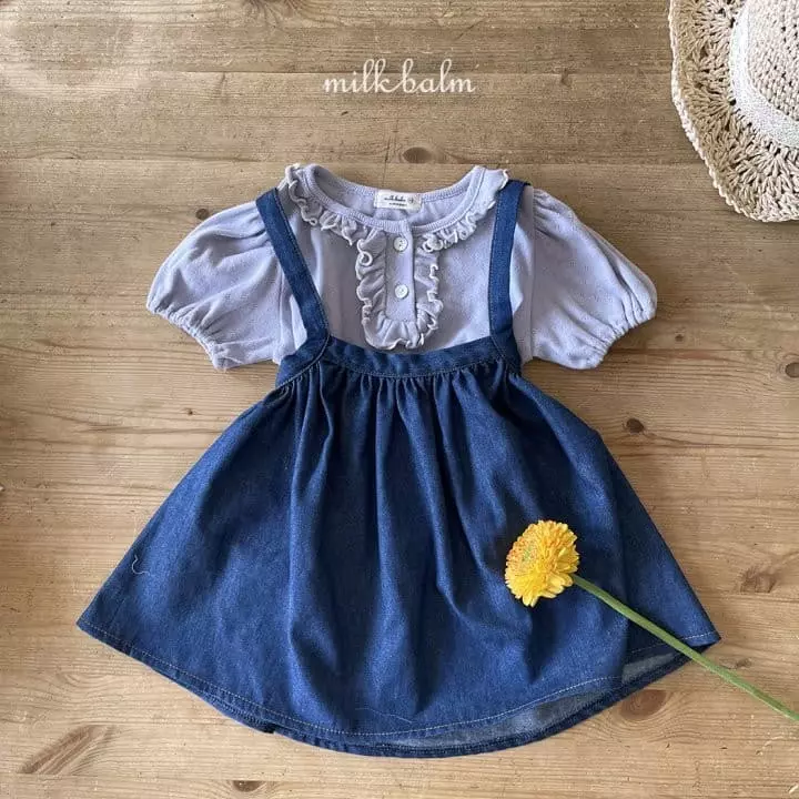 Milk Balm - Korean Children Fashion - #kidzfashiontrend - Swan Dungarees Skirt - 2