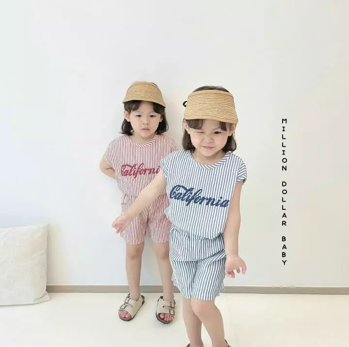 Million Dollar Baby - Korean Children Fashion - #discoveringself - Kelly Stripes Top Bottom Set - 2