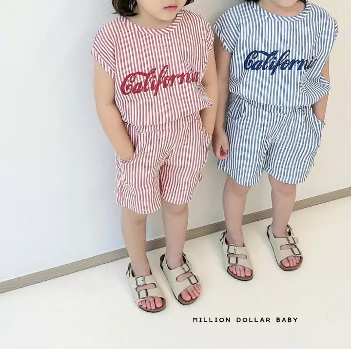 Million Dollar Baby - Korean Children Fashion - #magicofchildhood - Kelly Stripes Top Bottom Set - 9