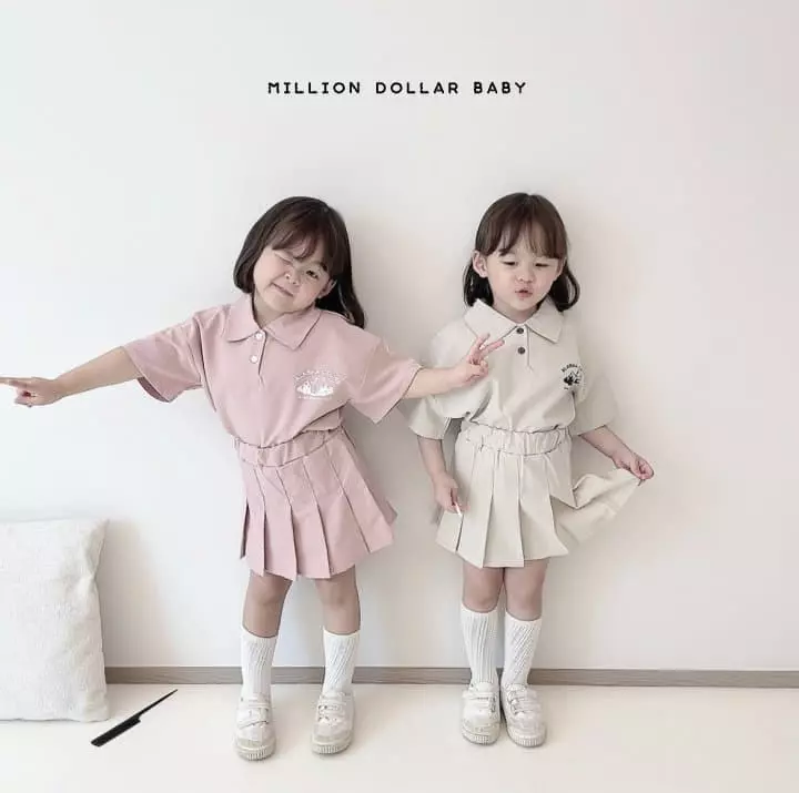 Million Dollar Baby - Korean Children Fashion - #magicofchildhood - Cruise Collar Skirt Top Bottom Set - 5