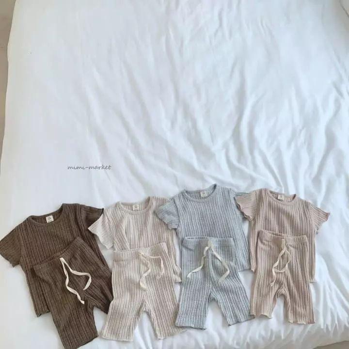Mimi Market - Korean Baby Fashion - #babyootd - Rib Top Bottom Set - 2