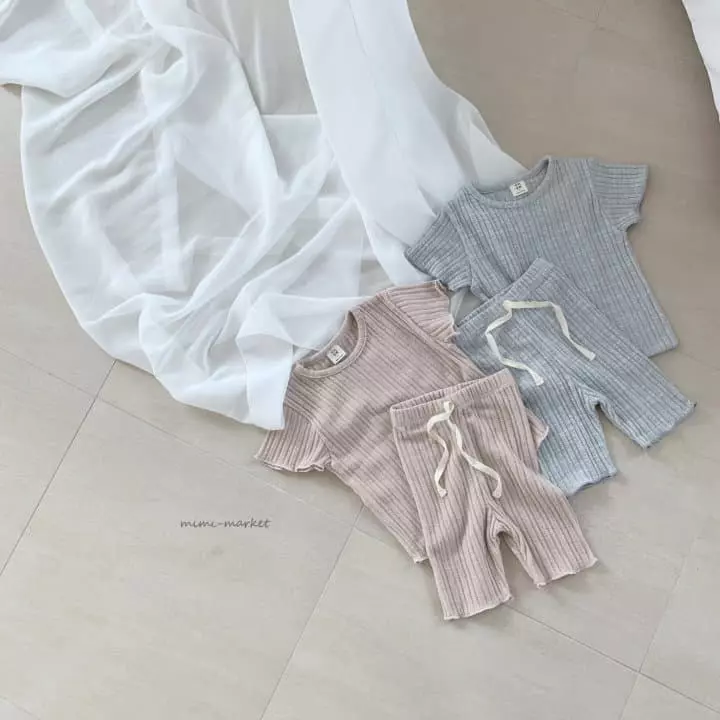Mimi Market - Korean Baby Fashion - #babyoutfit - Rib Top Bottom Set - 3