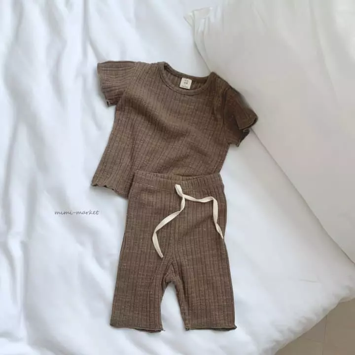 Mimi Market - Korean Baby Fashion - #onlinebabyboutique - Rib Top Bottom Set - 6