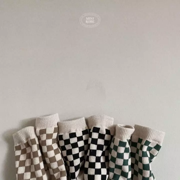 Mini Robe - Korean Baby Fashion - #babyoninstagram - Checker Board Socks