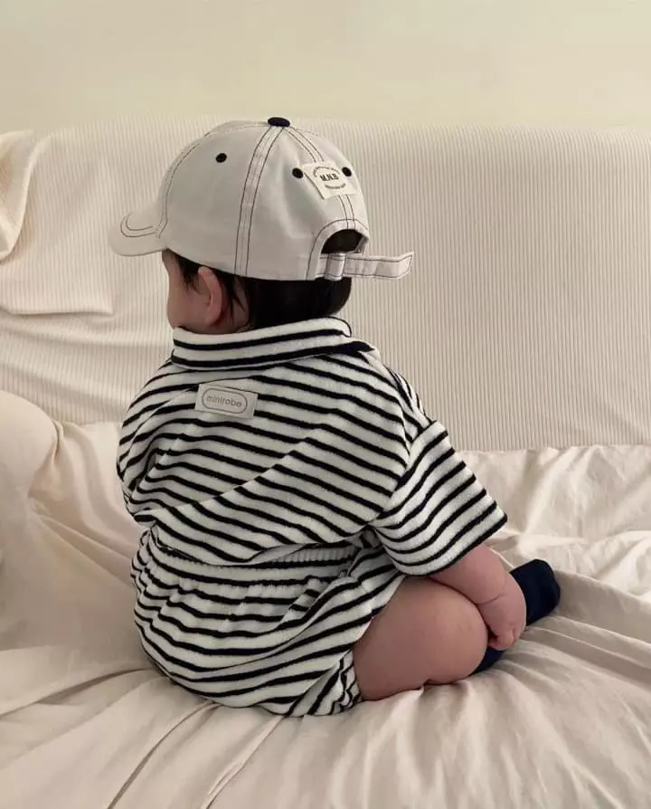 Mini Robe - Korean Baby Fashion - #babyoninstagram - Terry Stripes Top Bottom Set