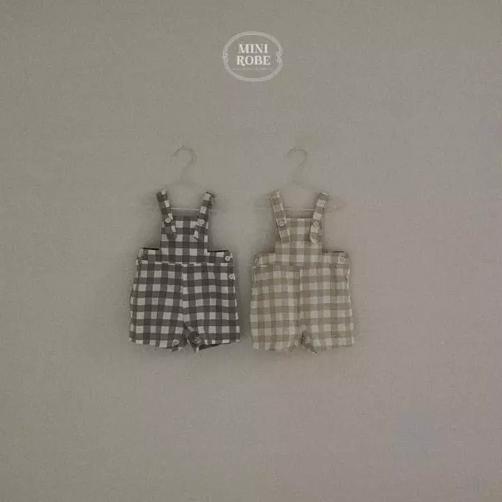 Mini Robe - Korean Baby Fashion - #babyootd - Check Dungaress - 8