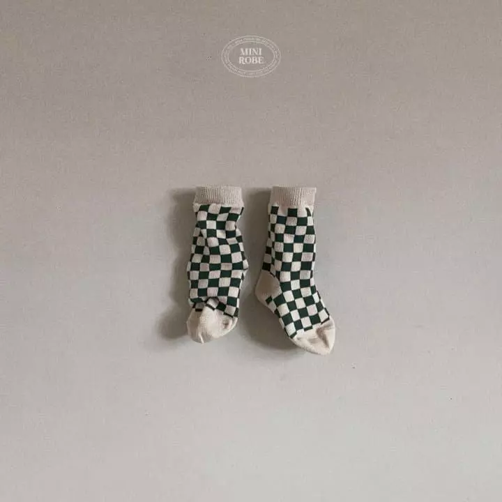 Mini Robe - Korean Baby Fashion - #babyoutfit - Checker Board Socks - 3