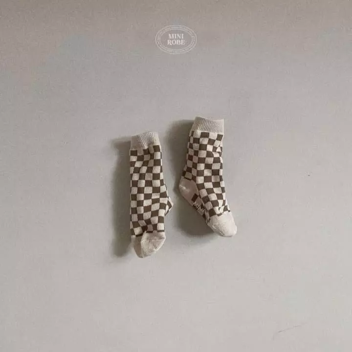 Mini Robe - Korean Baby Fashion - #babyoutfit - Checker Board Socks - 4