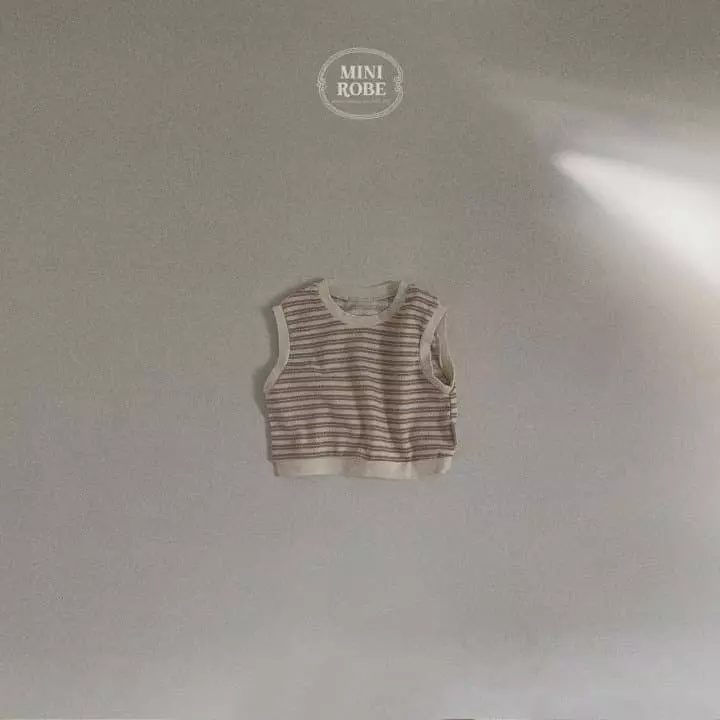 Mini Robe - Korean Baby Fashion - #babyoutfit - Stripes Embo Vest