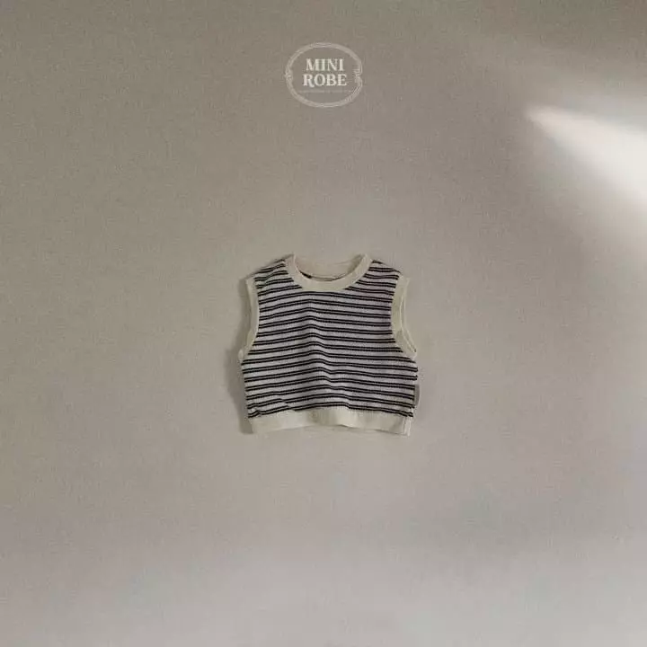 Mini Robe - Korean Baby Fashion - #babyoutfit - Stripes Embo Vest - 2