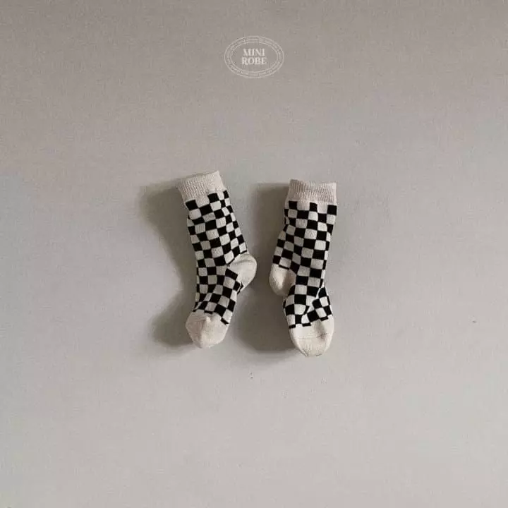 Mini Robe - Korean Baby Fashion - #babywear - Checker Board Socks - 5