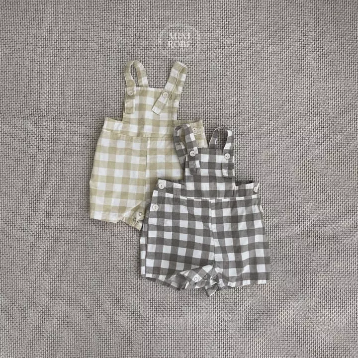 Mini Robe - Korean Baby Fashion - #onlinebabyboutique - Check Dungaress - 12