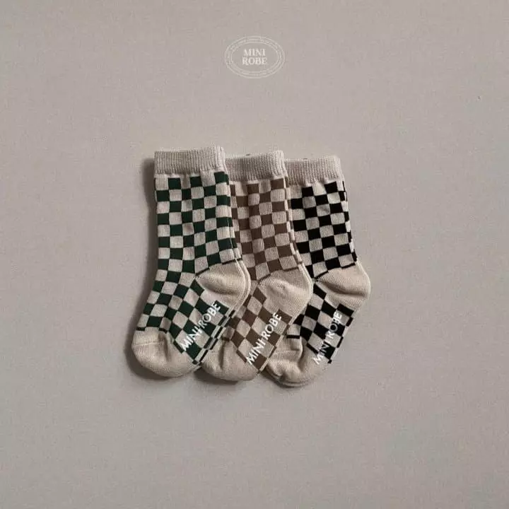 Mini Robe - Korean Baby Fashion - #smilingbaby - Checker Board Socks - 8
