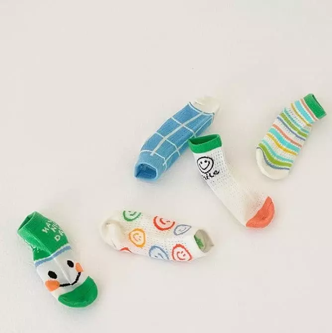 Miso - Korean Children Fashion - #designkidswear - Green Smile Socks
