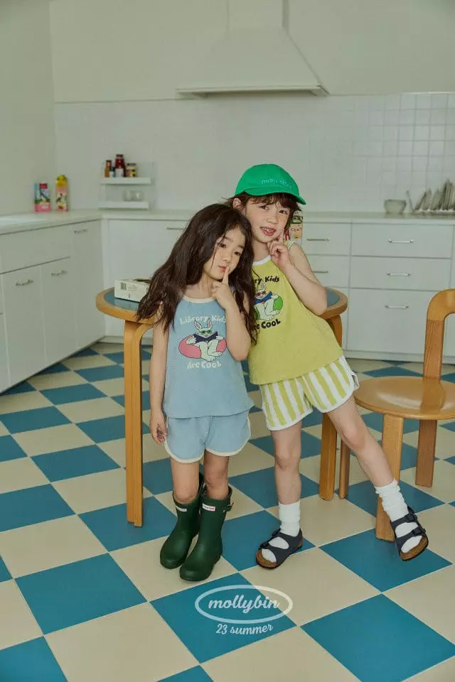 Mollybin - Korean Children Fashion - #littlefashionista - Summer Rabbit Top Bottom Set - 2