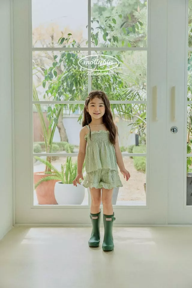 Mollybin - Korean Children Fashion - #todddlerfashion - Smocking Frill Top Bottom Set - 3