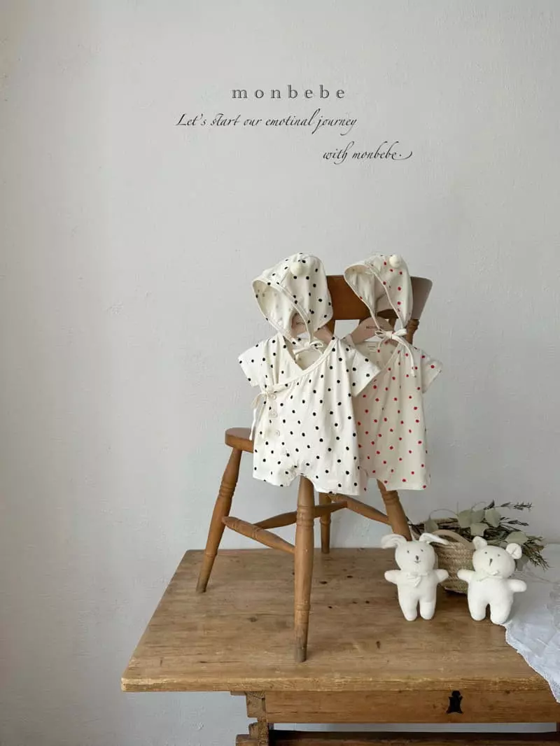 Monbebe - Korean Baby Fashion - #babyfashion - Yayoi Span Bodysuit with Bonnet - 6