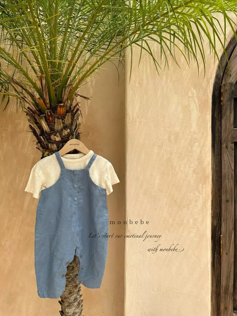 Monbebe - Korean Baby Fashion - #babyootd - Petter Linen Dungarees Pants - 5