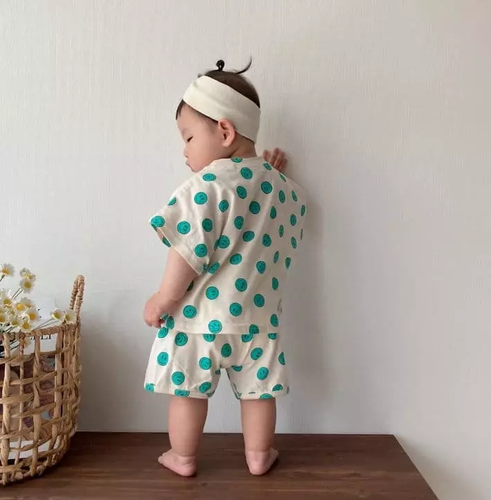 Moran - Korean Baby Fashion - #babyboutique - Smile Top Bottom Set - 3