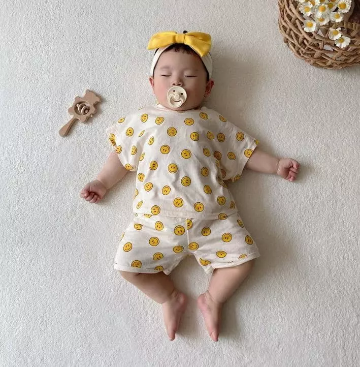Moran - Korean Baby Fashion - #babyfashion - Smile Top Bottom Set - 7