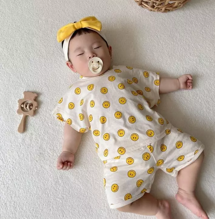 Moran - Korean Baby Fashion - #babyfever - Smile Top Bottom Set - 8