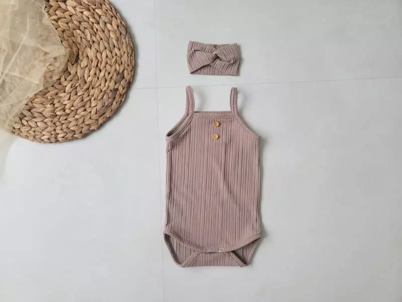 Moran - Korean Baby Fashion - #babyootd - Easy Button Bodysuit with Hairband
