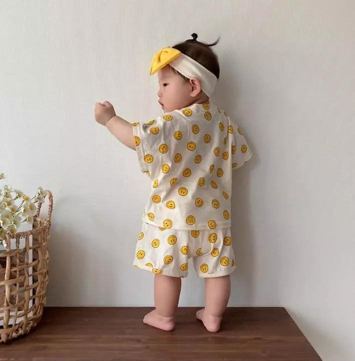 Moran - Korean Baby Fashion - #onlinebabyshop - Smile Top Bottom Set - 2