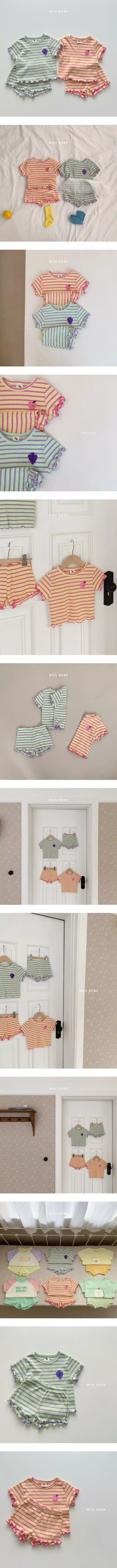Mos Bebe - Korean Baby Fashion - #babyootd - Purrot Terry Top Bottom Set